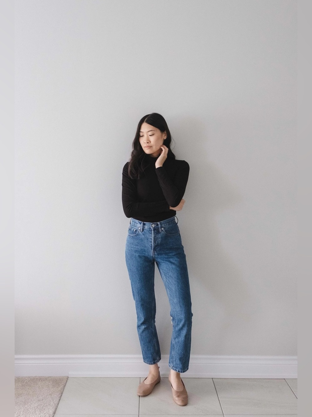 Everlane - The Original Cheeky Straight-Leg Crop Ankle Jeans, Med Blue, Size 25